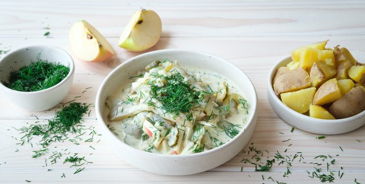 Veganer Auberginen-Sahnehering (schmeckt wie das Original!)